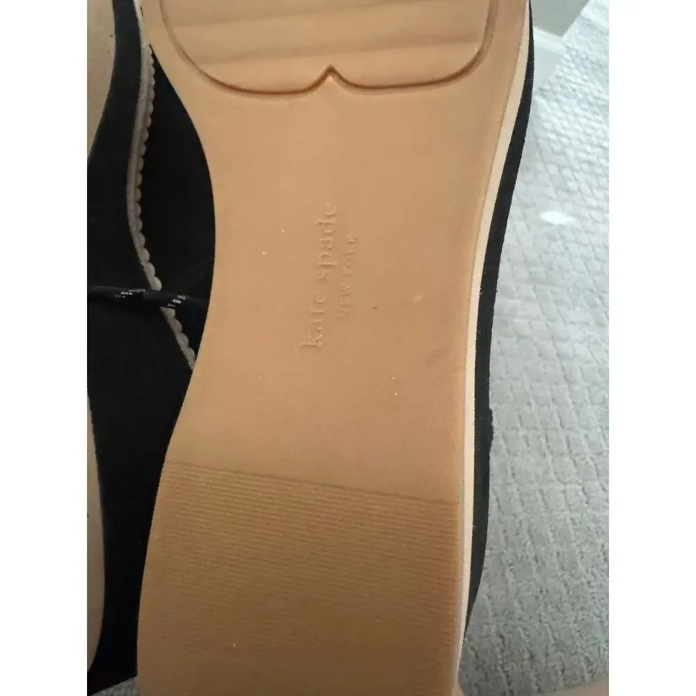NWOB Kate Spade Willow Genuine Shearling Wedge Bootie in Black SZ 8